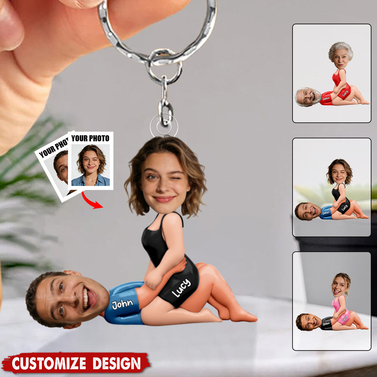 Personalized Naughty Photo Acrylic Keychain - Gifts For Couple