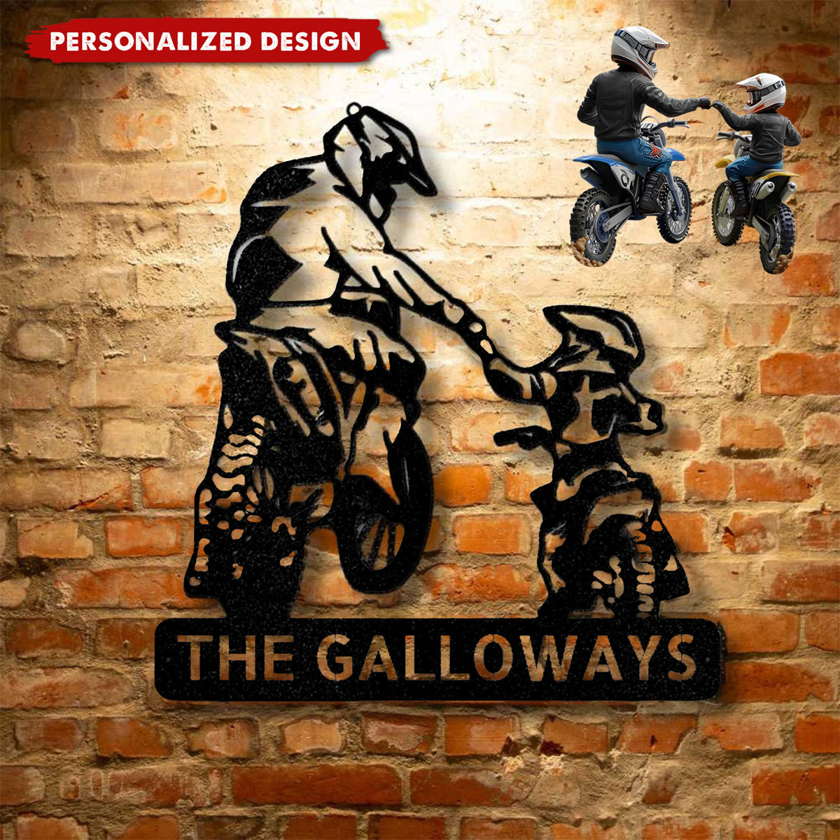 Personalized Father and Kid Motocross Racer Metal Wall Sign-Father’s Day Gift