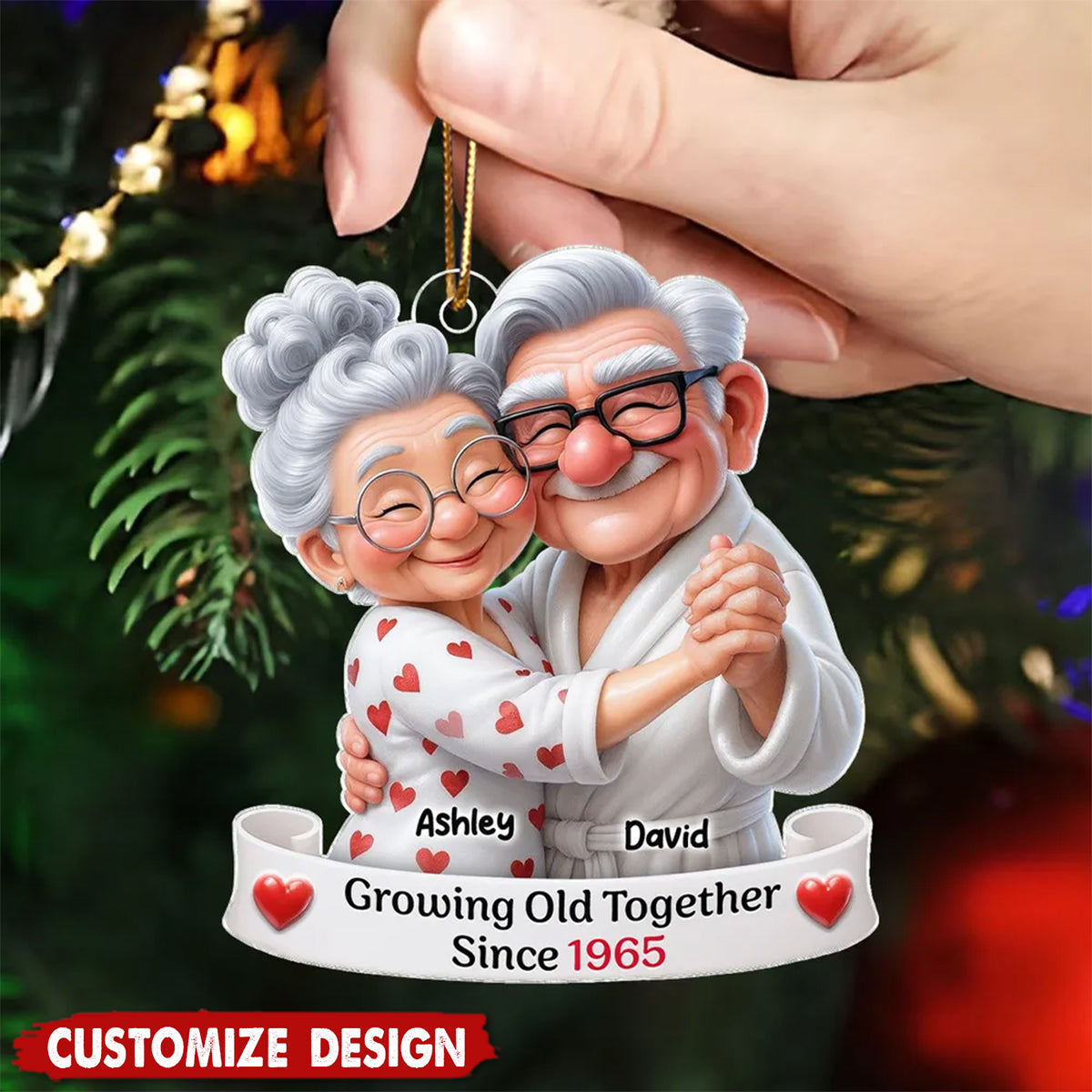 Personalized Dancing Acrylic Ornament - Gift For Old Couple