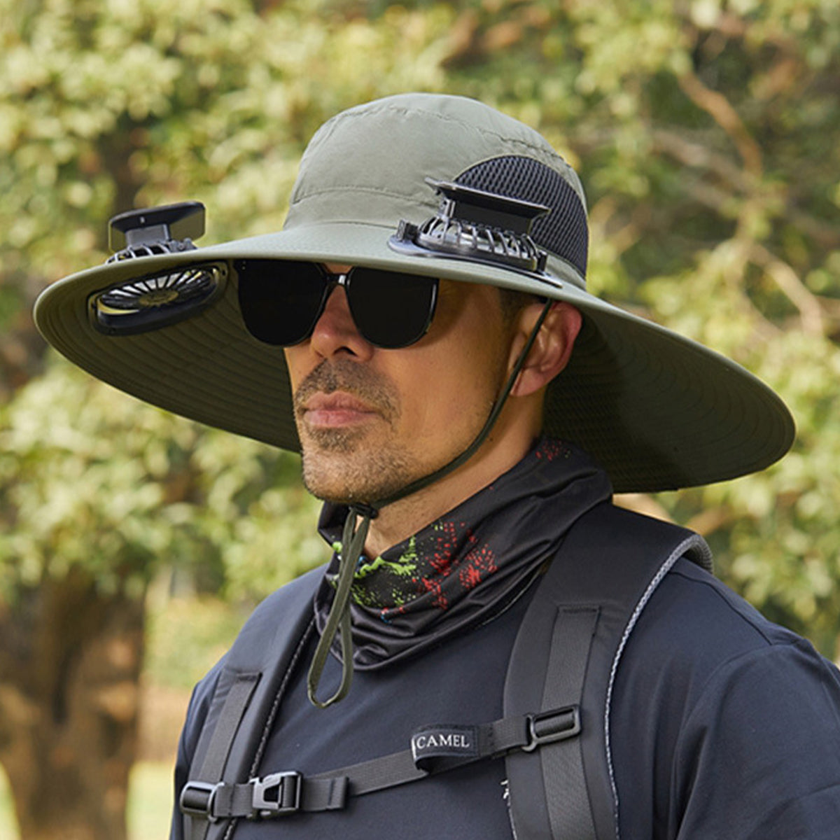 Wide Brim Solar Fan Outdoor Fishing Hat-Solar & USB Charging - Father's Day Gift