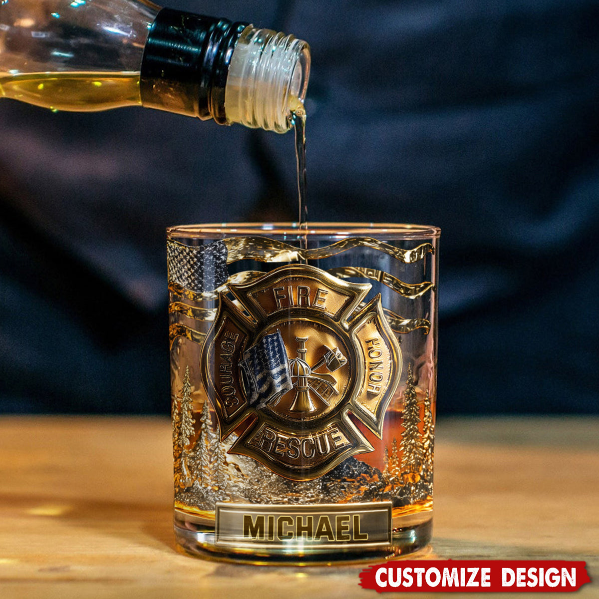 Awsome Fighter - Personalized Firefighter Whiskey Glass