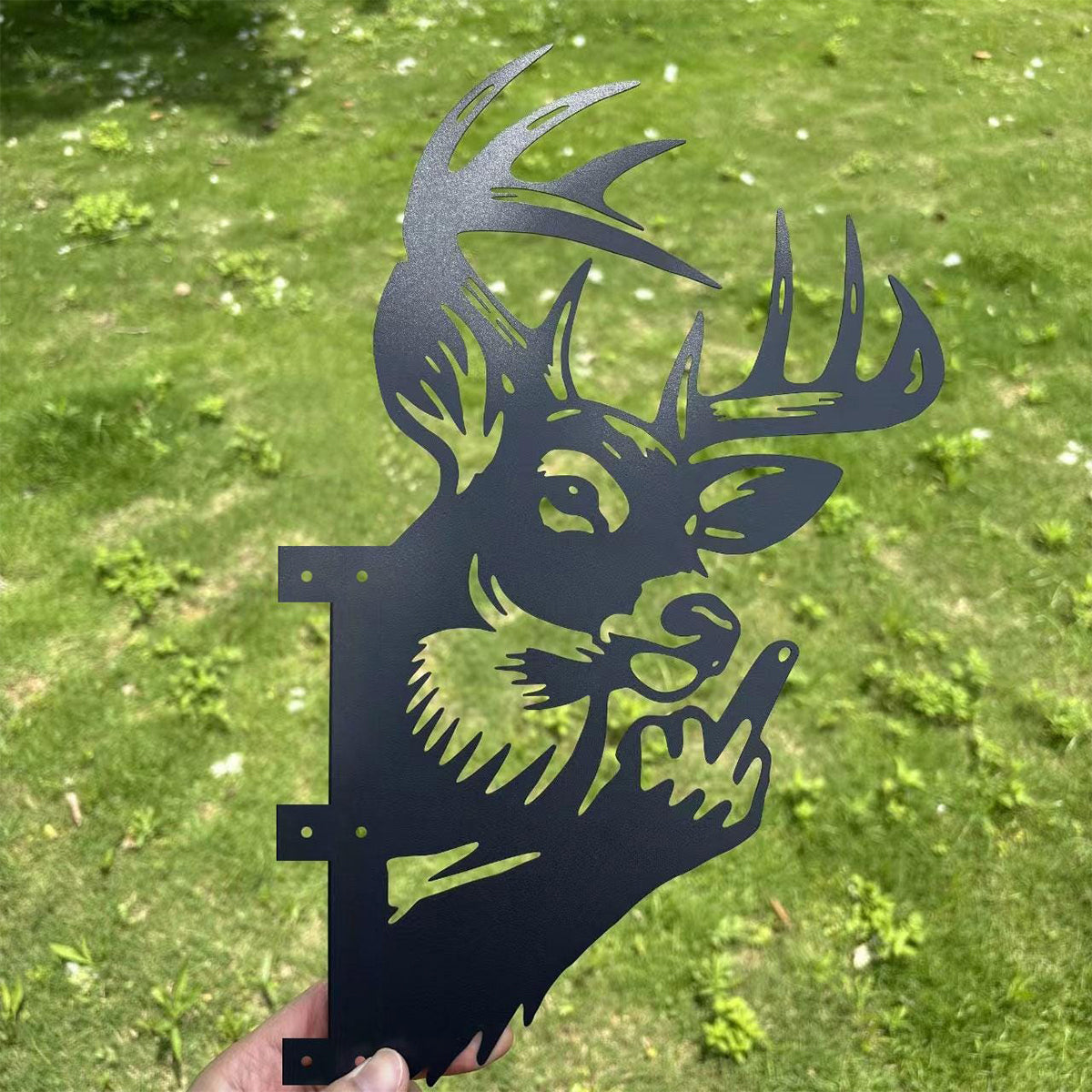 Peeping Deer Middle Finger Metal Sign - Versatile Mountable Wall Art