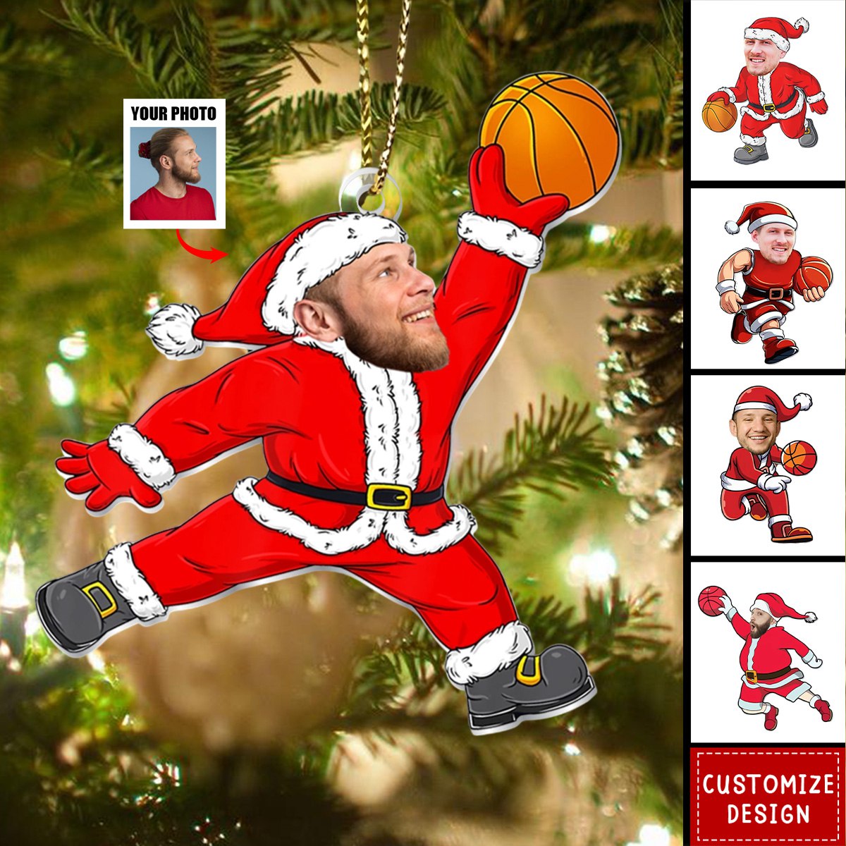 2024 New Release - Personalized Santa Claus Basketball Acrylic Ornament