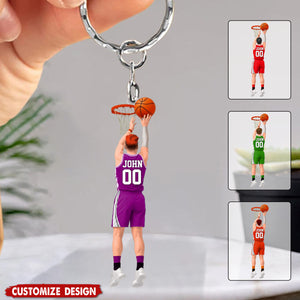 Personalized Shooting Basketball Keychain - Gift For Basketball Lovers