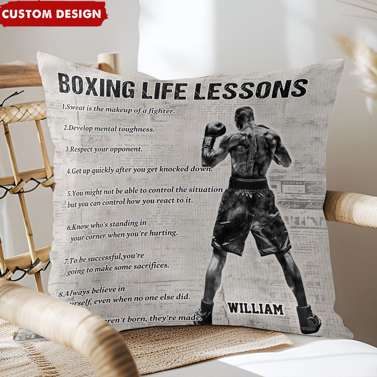 Personalized Boxing Life Lessons Pillow - Gift For Boxing Lovers