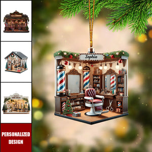 Personalized Hair Salon Acrylic Christmas Ornament Gift For Hairdresser