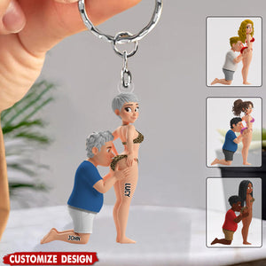 Naughty Couple Acrylic Personalized Keychain - Gifts For Couple