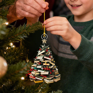 Christmas Tree With Books Ornaments