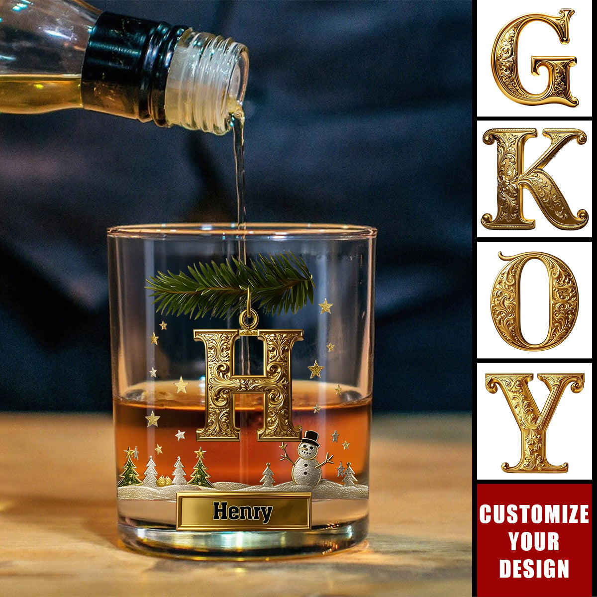 Merry Christmas - Personalized Family Whiskey Glass