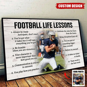 Custom Photo, Football Life Lessons-Personalized Poster, Gift For Football Lover