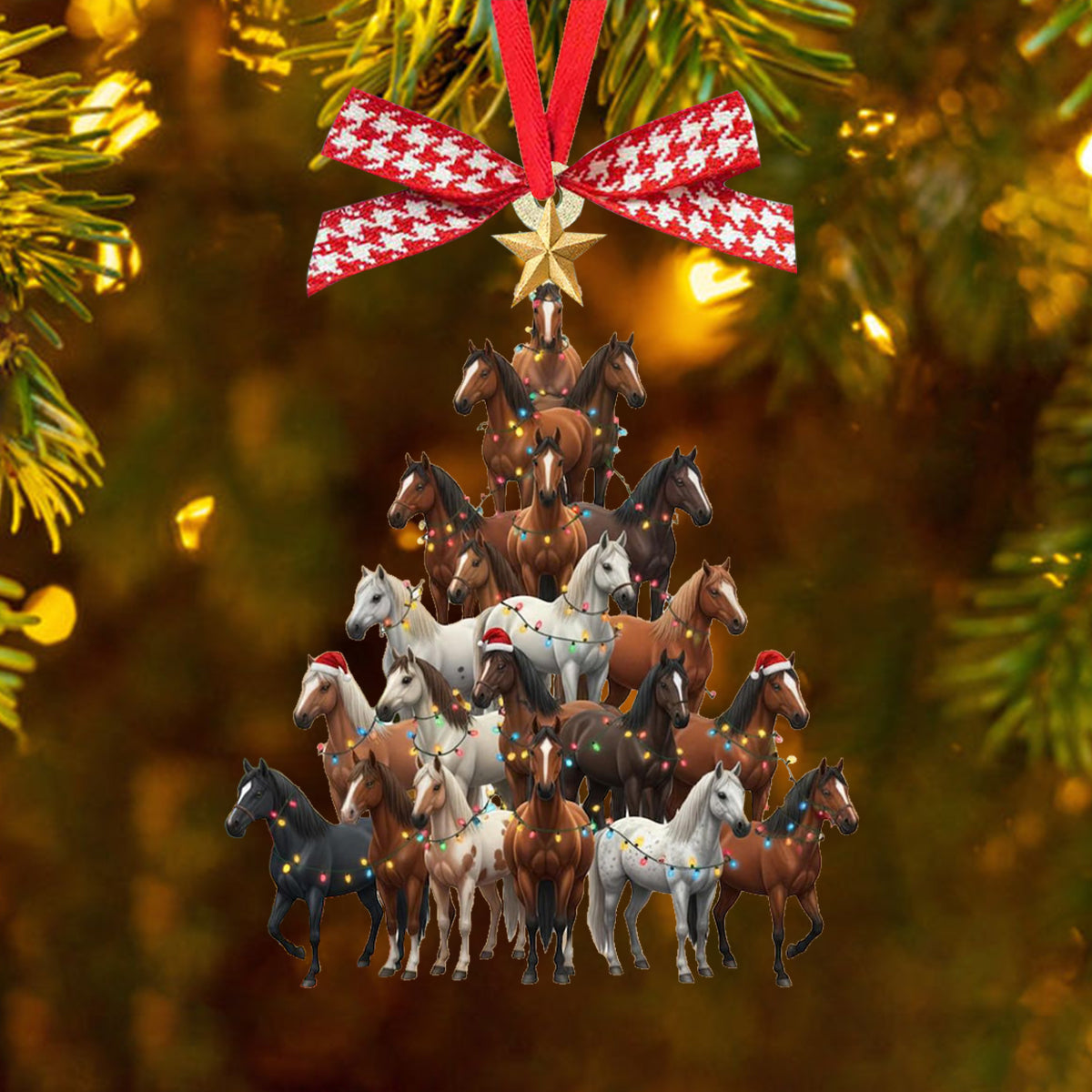 Horse Tree Christmas Ornament Gift For Horse Lover