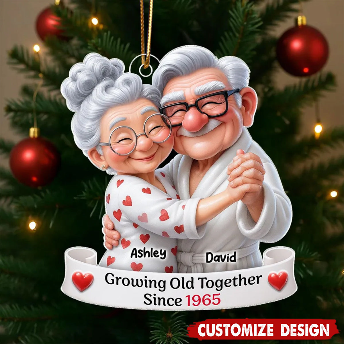 Personalized Dancing Acrylic Ornament - Gift For Old Couple