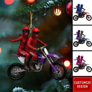Personalized Motocross Couple Ornament