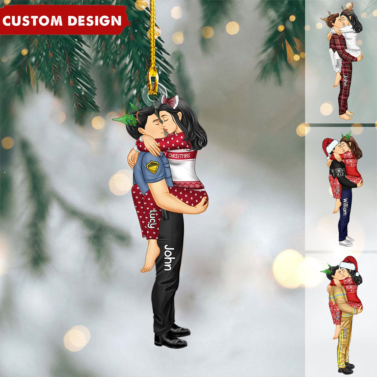 Personalized Couple Kissing Christmas Ornament - Gift For Couples-2024 New Release