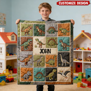 Love Dinosaur - Personalized Kid Blanket