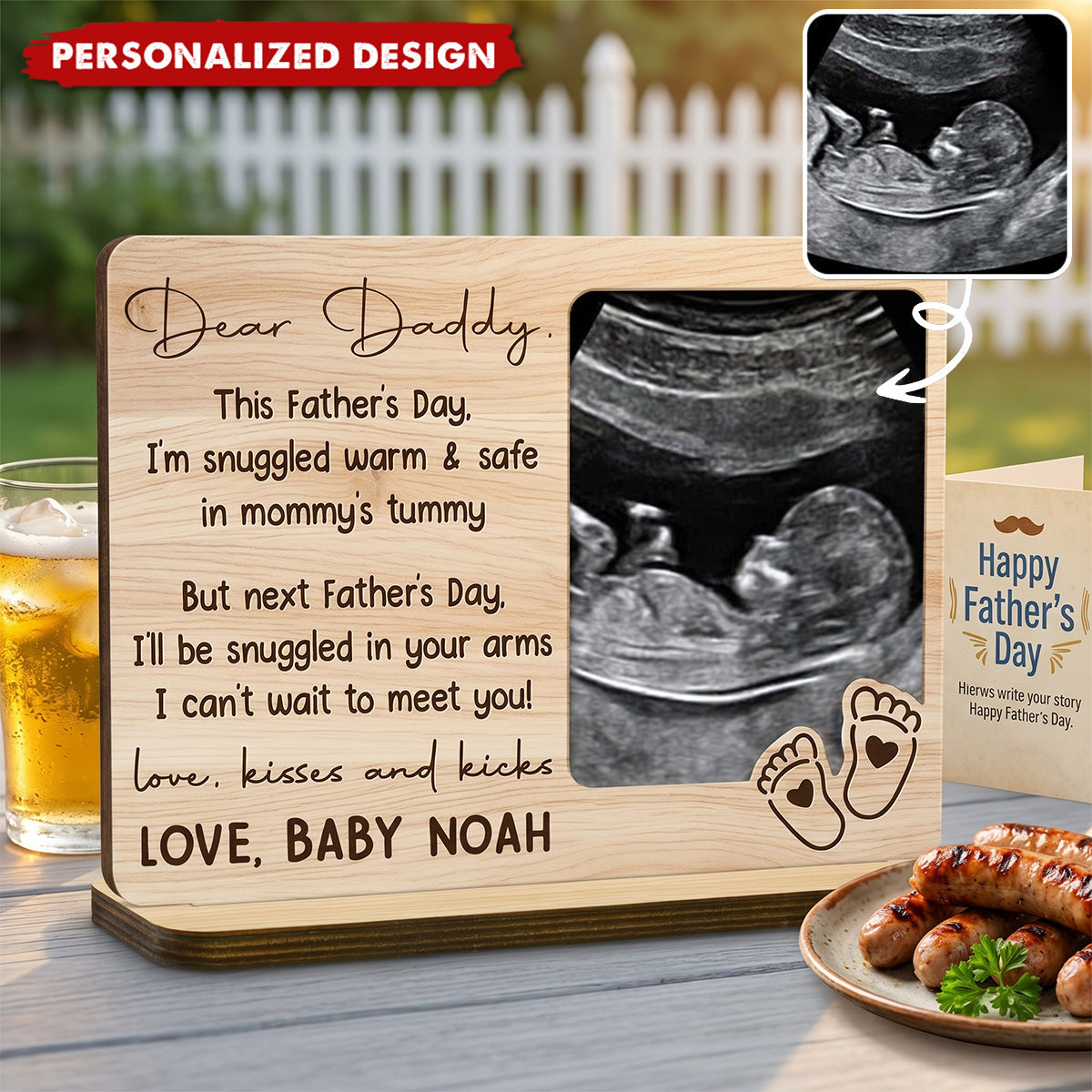 Dear Daddy Ultrasound Photo Wood Plaque-Gift For First Time Dad