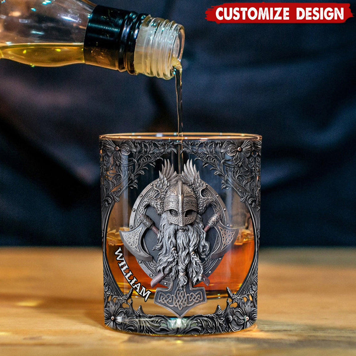 Fantasy Vikings - Personalized Viking Whiskey Glass