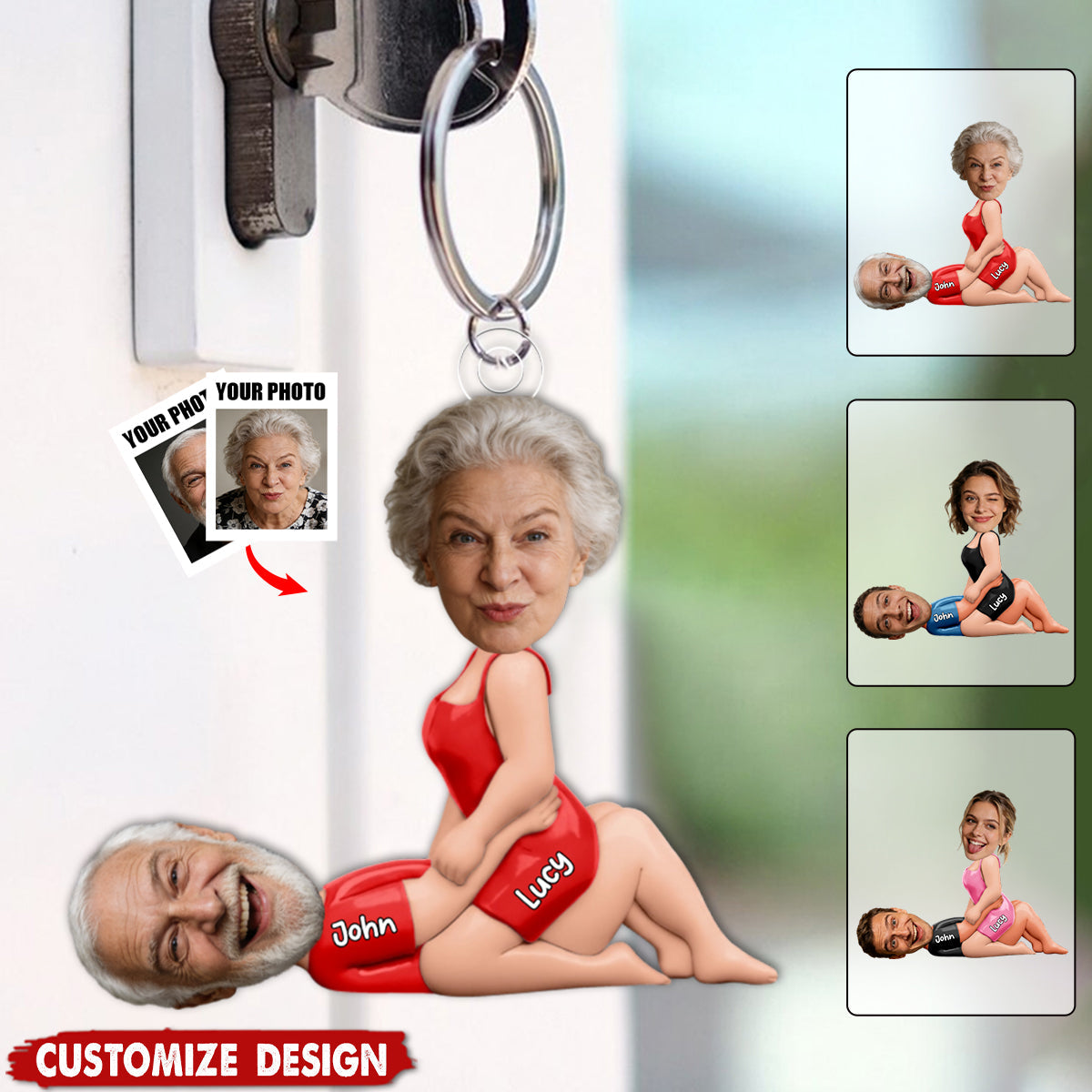 Personalized Naughty Photo Acrylic Keychain - Gifts For Couple