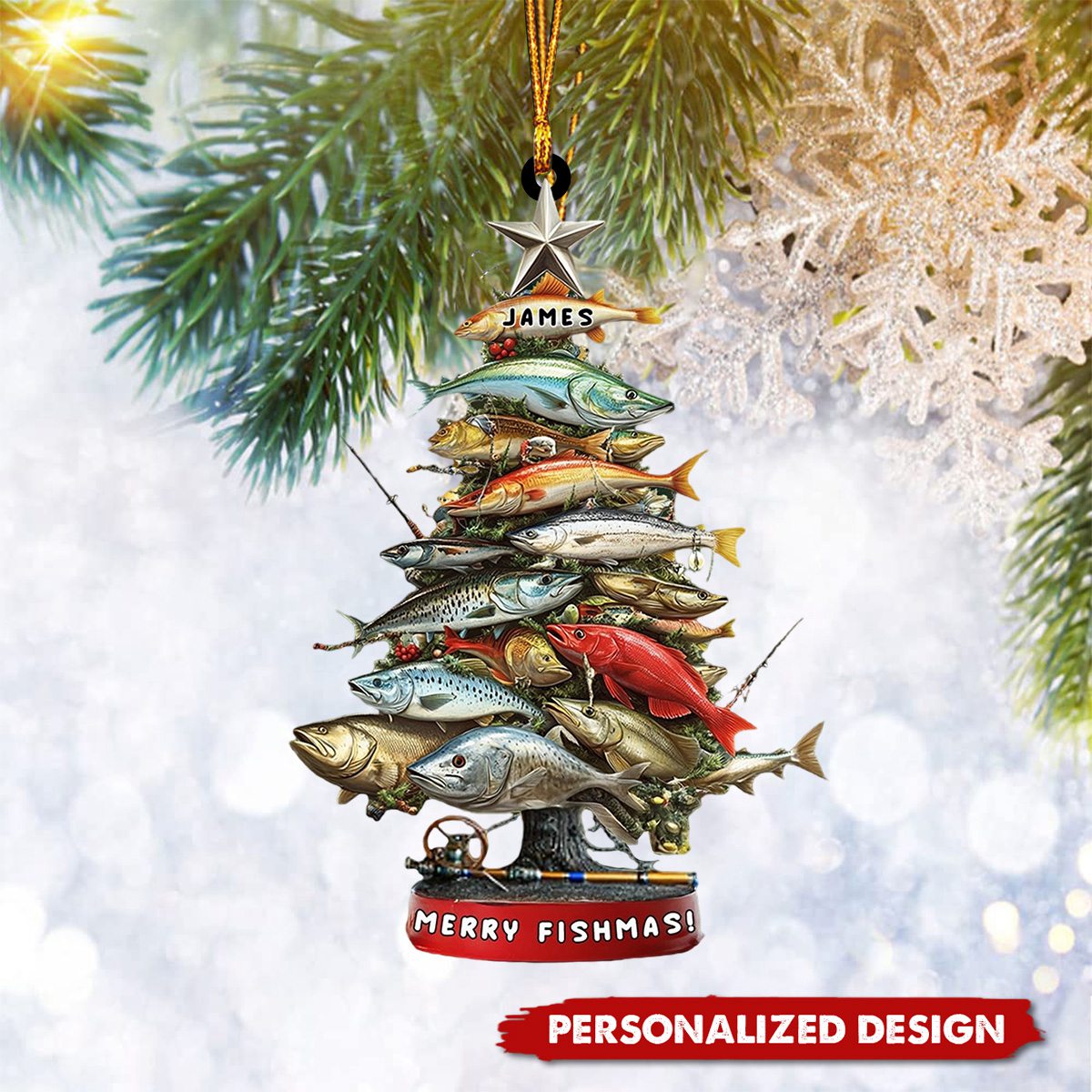 Personalized Fishing Waves Ornament-Gift for Fishing Lover