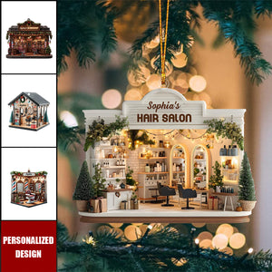 Personalized Hair Salon Acrylic Christmas Ornament Gift For Hairdresser