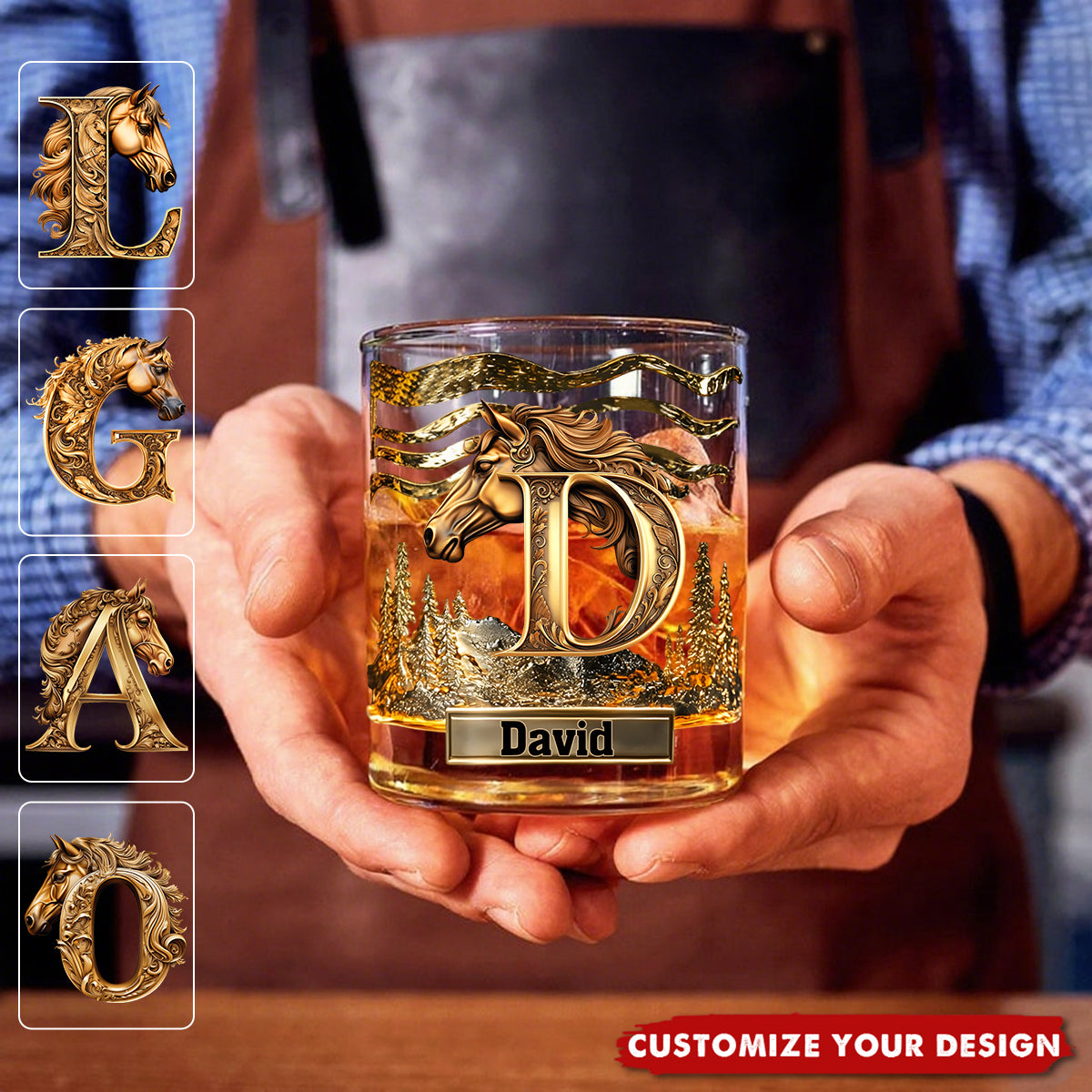 Love Horses - Personalized Horse Whiskey Glass