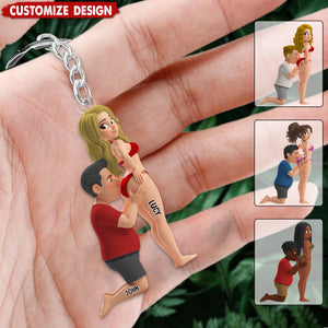 Naughty Couple Acrylic Personalized Keychain - Gifts For Couple