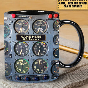 Flight Instruments Panel Mug, Custom Name Pilot Mug, Personalized Gift For Pilot