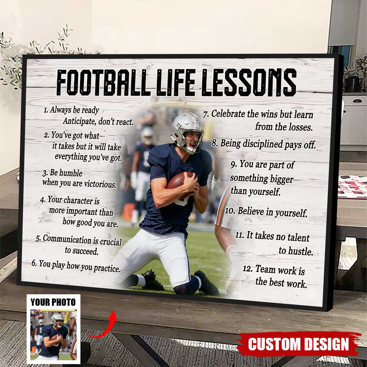 Custom Photo, Football Life Lessons-Personalized Poster, Gift For Football Lover