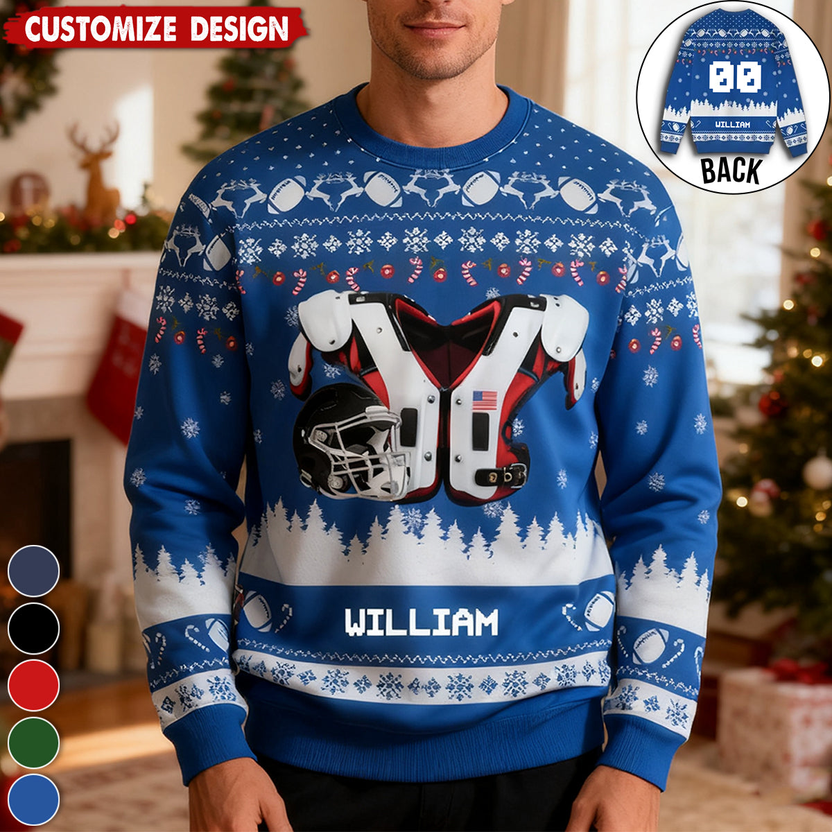 Personalized American Football Ugly Sweatshirt