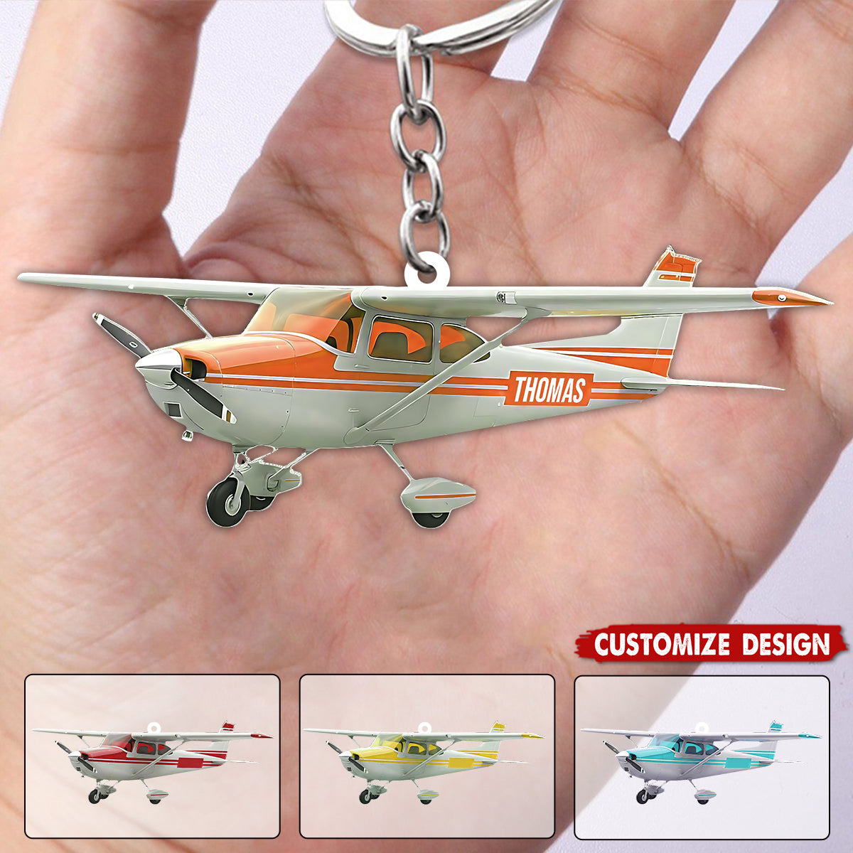 Personalized Airplane Keychain - Gift for Travelers, Aviators & Helicopter Lovers