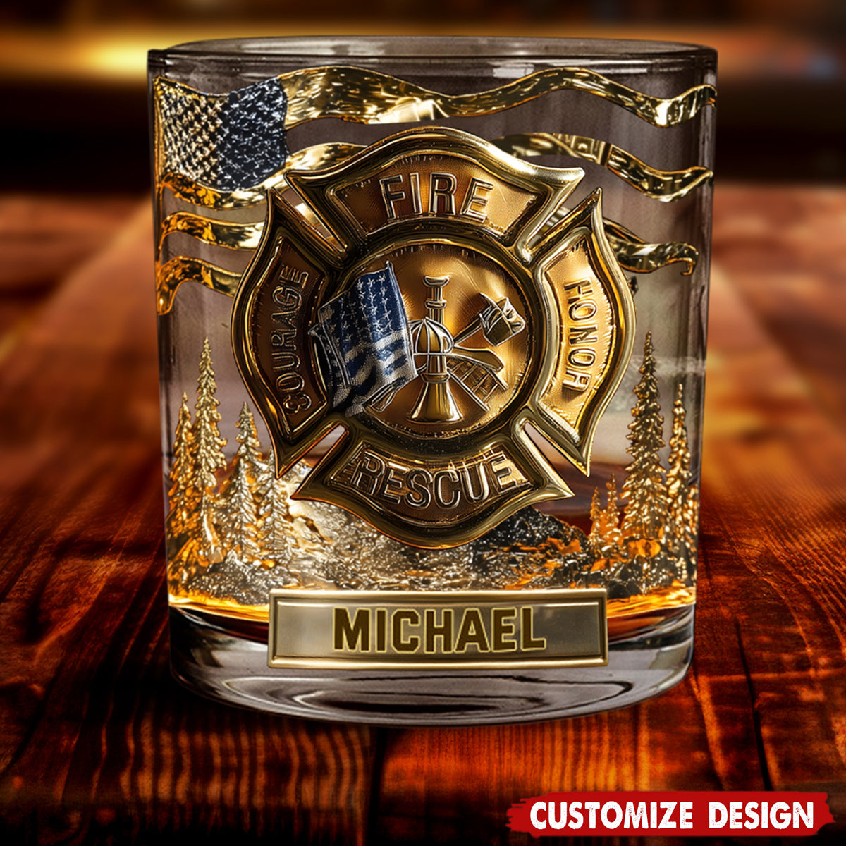 Awsome Fighter - Personalized Firefighter Whiskey Glass