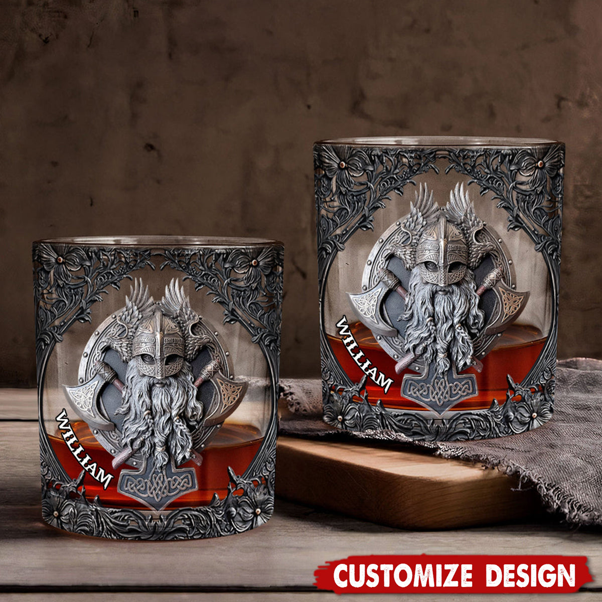 Fantasy Vikings - Personalized Viking Whiskey Glass