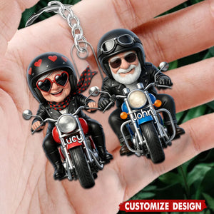 Hold Your Hand At 80 And Go Riding - Personalized Acrylic Keychain - Gift For Old Couple Motorcycle Enthusiasts