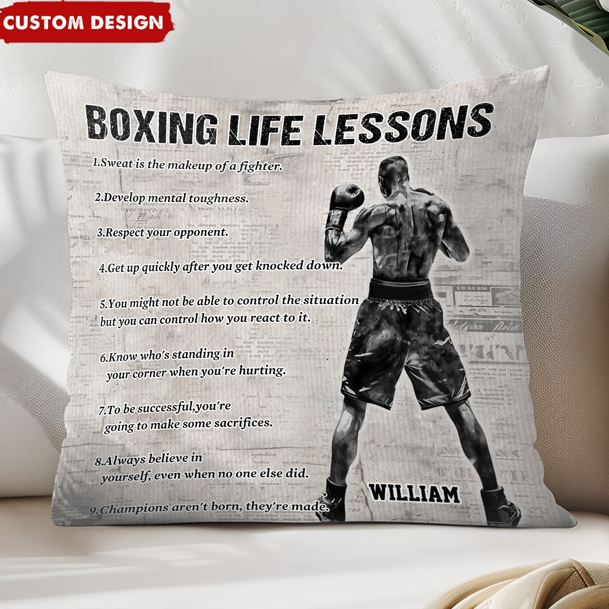 Personalized Boxing Life Lessons Pillow - Gift For Boxing Lovers