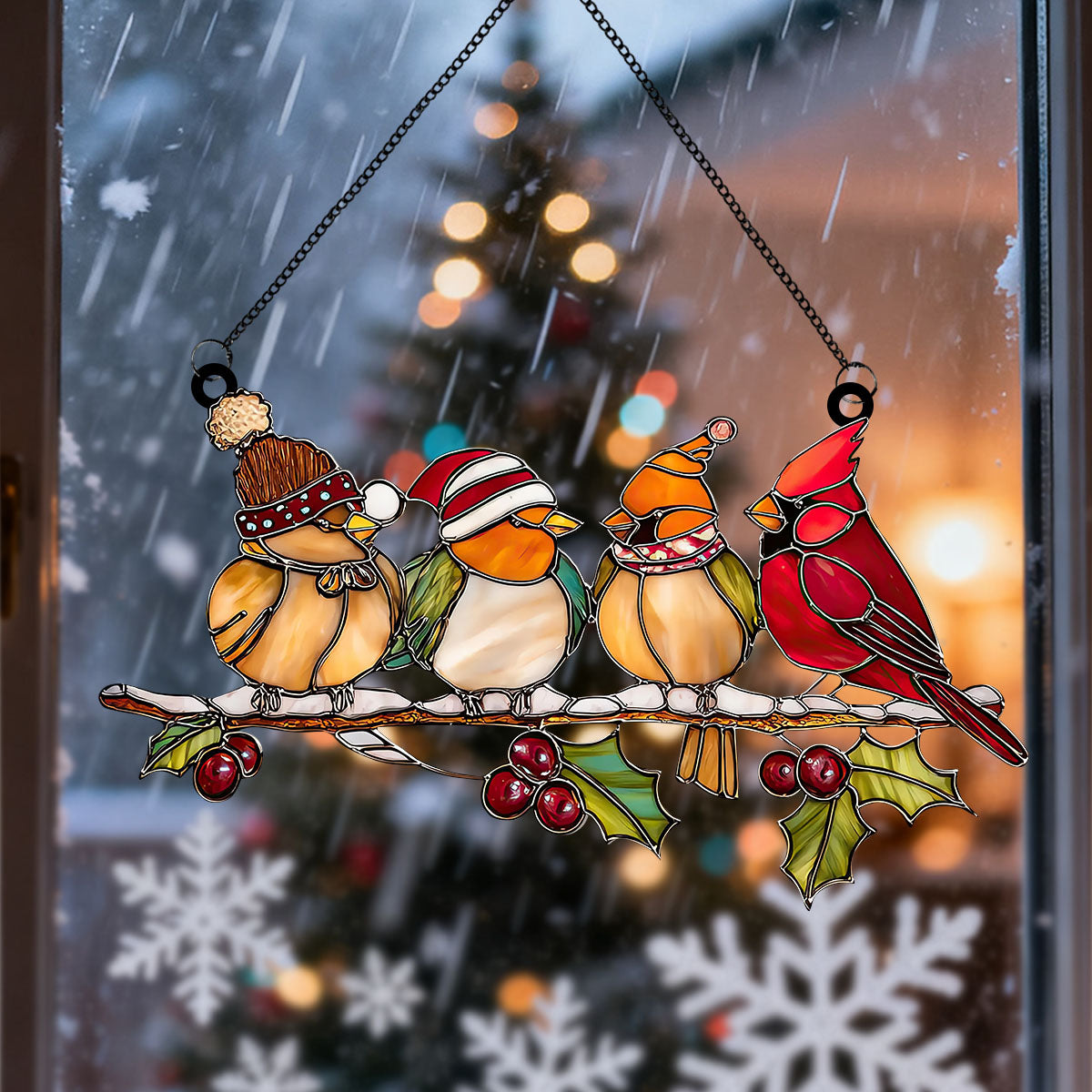 Christmas Birds Acrylic Window Suncatcher Ornament-Gift For Bird Lover