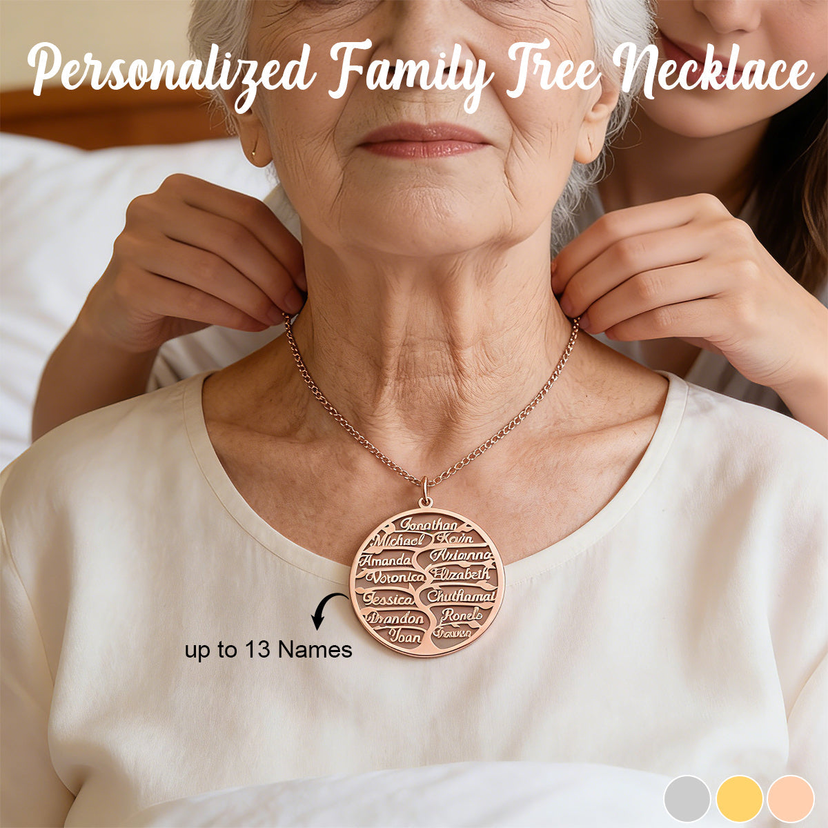 Personalized Family Tree Necklace-Gift for Mom Grandma