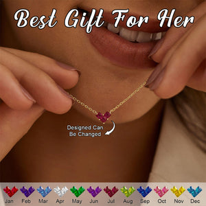 Personalised Dainty Heart Birthstone Necklace-Gift for Her