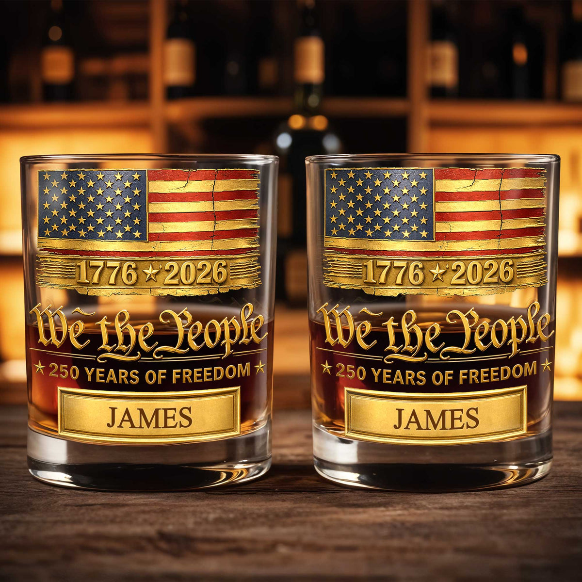 We the People 250 Years of Freedom - Personalized Whiskey Glass