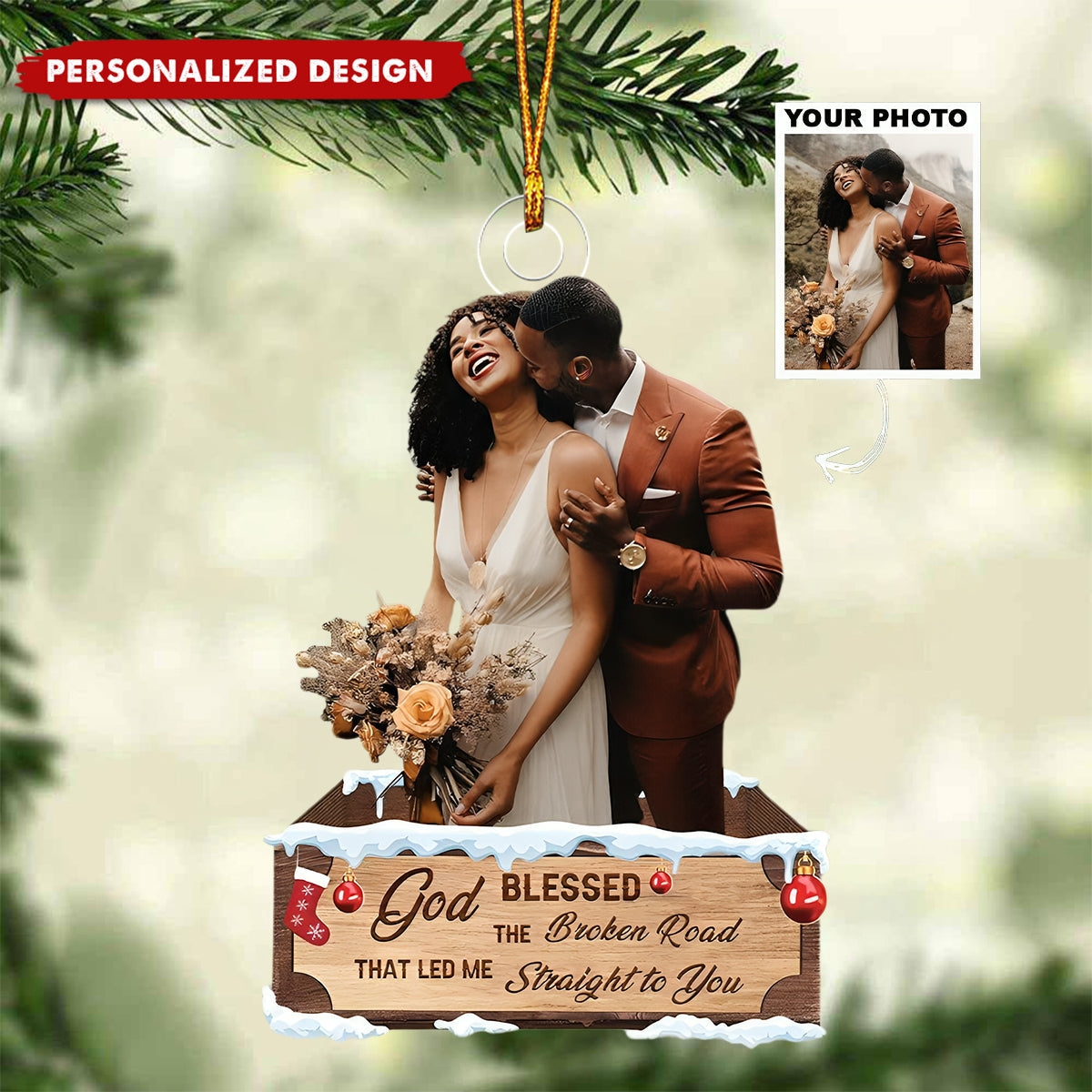 Personalized Photo Couple Acrylic Christmas Ornament-Gifts For Couple