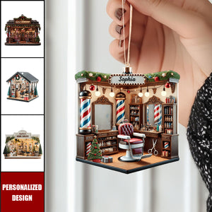 Personalized Hair Salon Acrylic Christmas Ornament Gift For Hairdresser