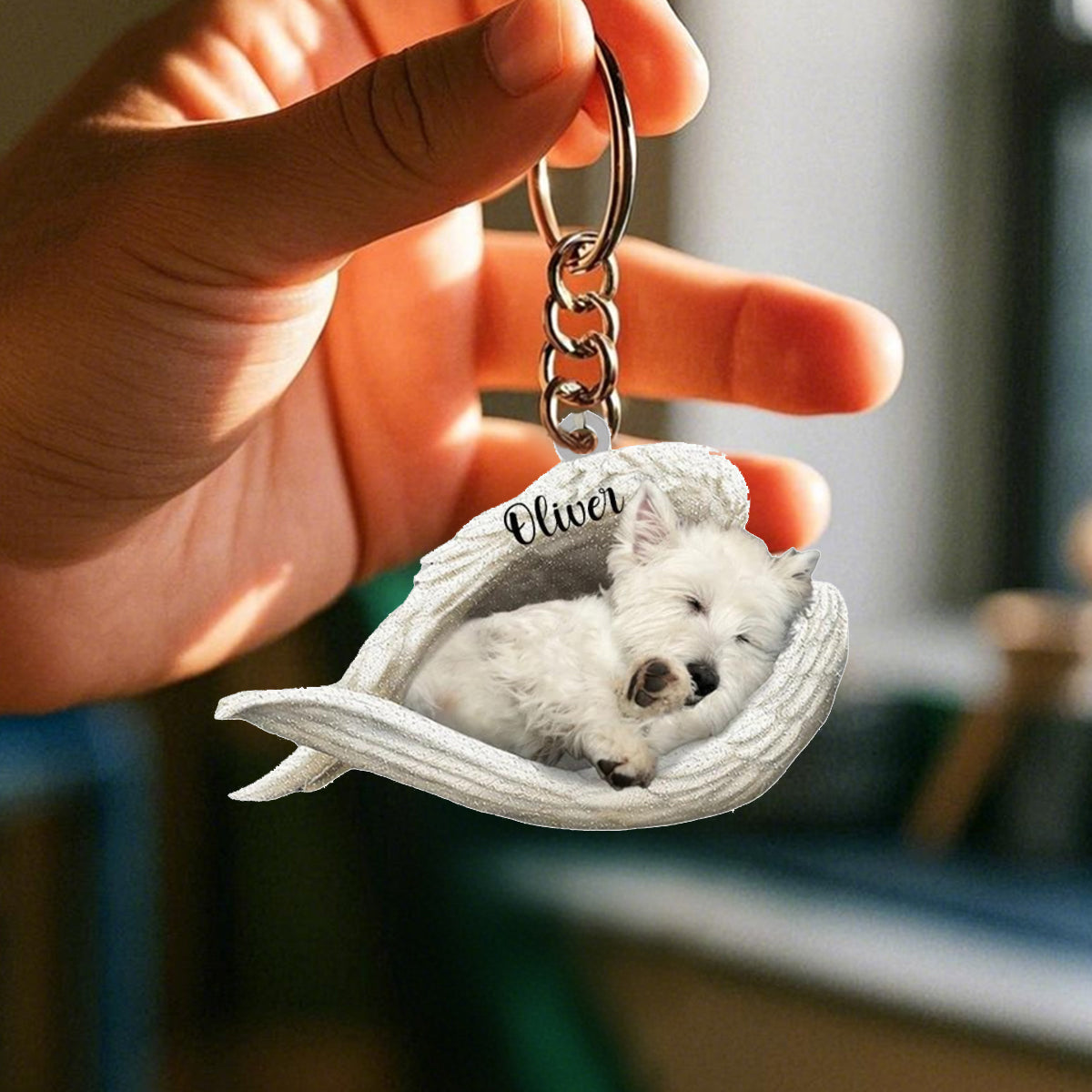 Personalized Dog Sleeping Angel Keychain-Great Gift Idea For Dog Lovers