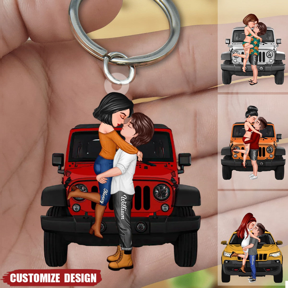 New Release - Personalized Off-Road Car Couple Kiss Keychain