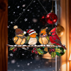 Christmas Birds Acrylic Window Suncatcher Ornament-Gift For Bird Lover