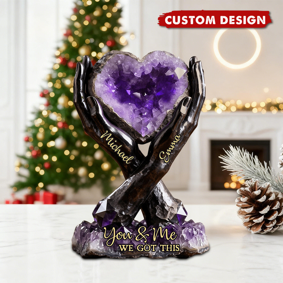 Personalized Couple Shaped Acrylic Plaque - You & Me We Got This