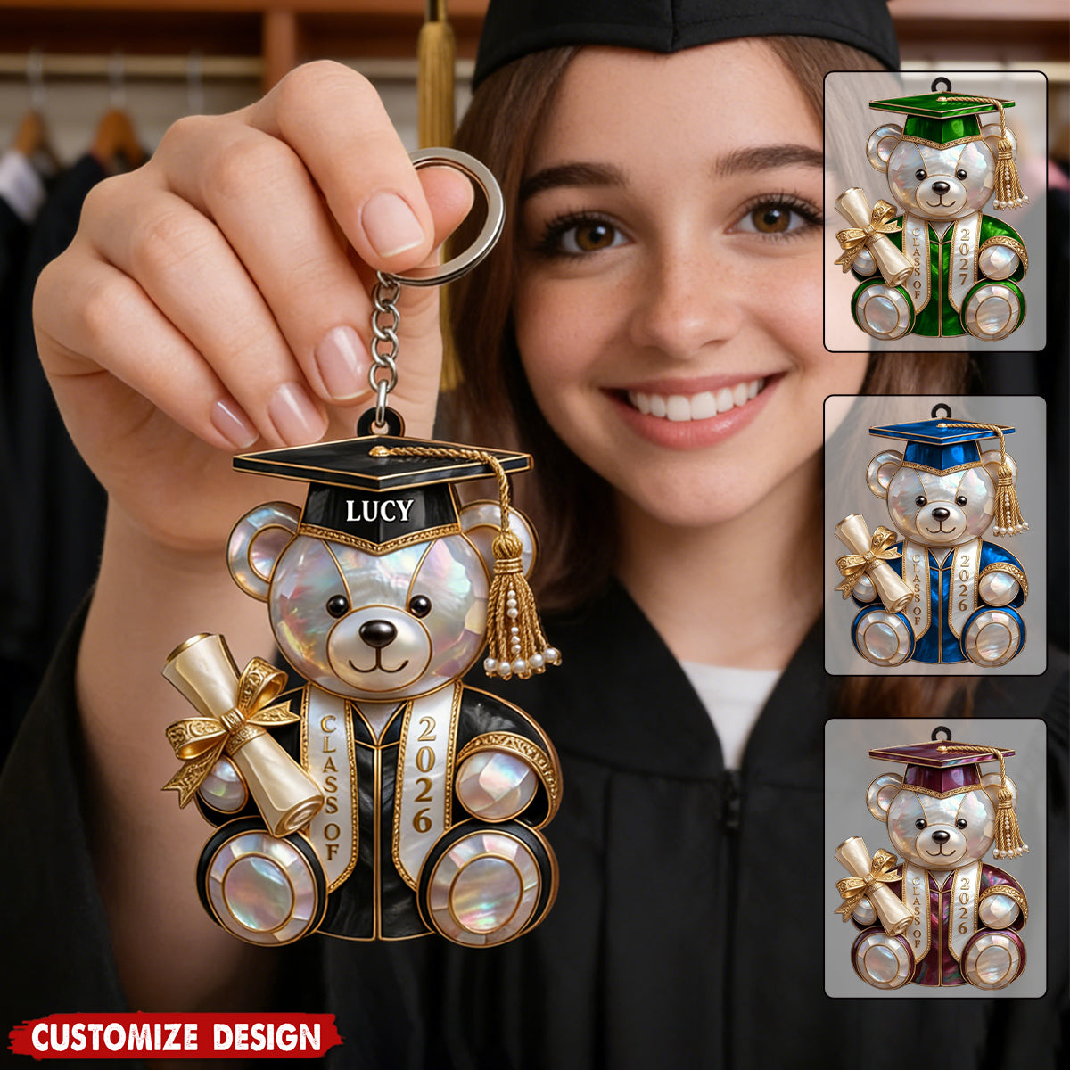 Keychain Class Gift Personalized Class Of Graduation Bear Keychain - Gift For Students ...