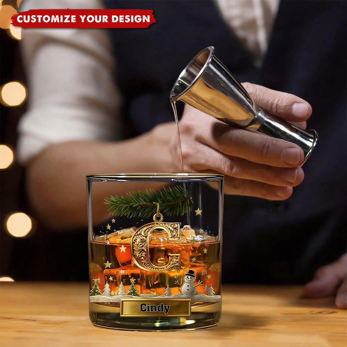 Merry Christmas - Personalized Family Whiskey Glass