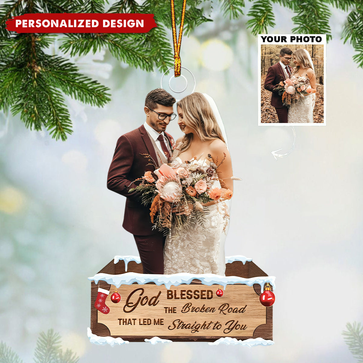 Personalized Photo Couple Acrylic Christmas Ornament-Gifts For Couple
