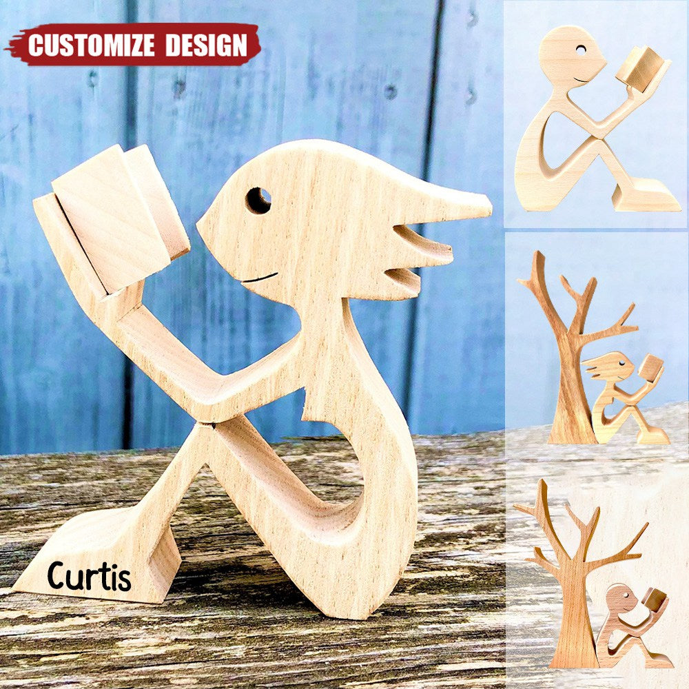 Personalized Wooden Book Lover Carvings