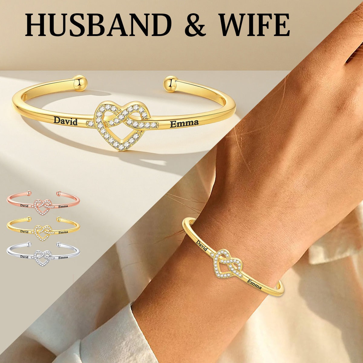 Love Knot Bracelet-Personalized Copule Bracelet-Gift For Lover