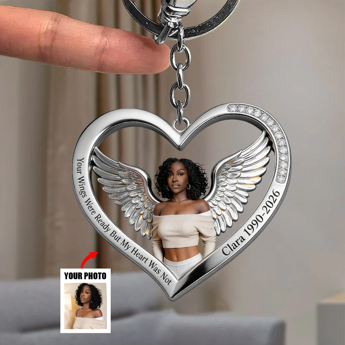 Your Wings Were Ready But My Heart Was Not - Personalized Memorial Keychain